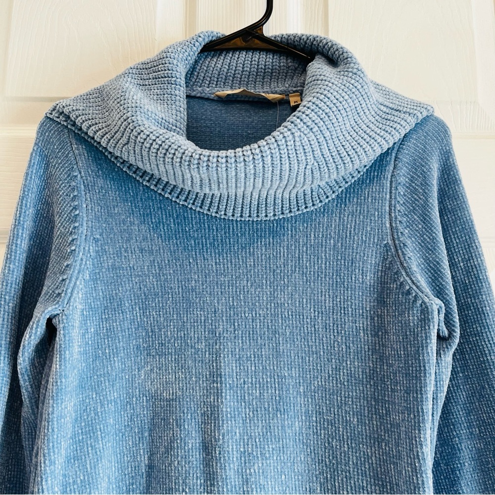 Soft Surroundings Blue Chenille Cowl Neck Sweater - Picture 4 of 11